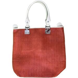 Treesje Orange Woven Leather Tassel Large Organizer AWO-3032 Tote Bag Purse